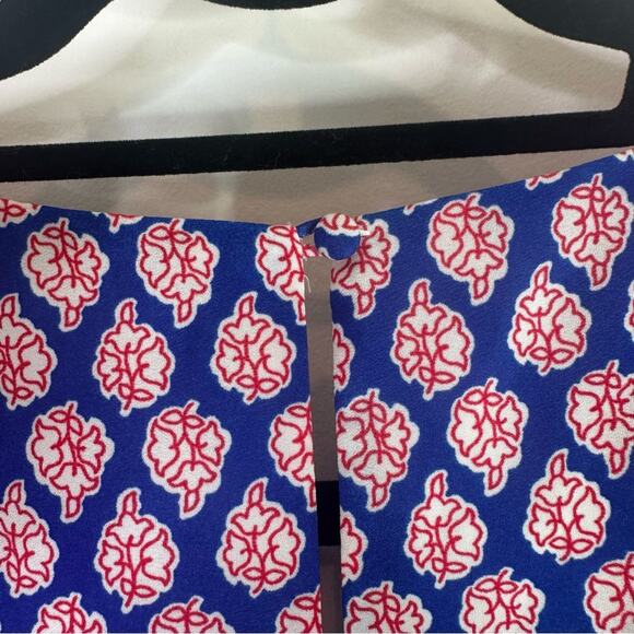 J. Crew Paisley Short sleeve Shift Dress Blue Red Pattern Womens size 0 - Picture 7 of 8